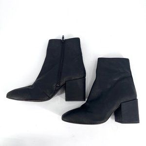 Free People Black Booties Side Zip Block Heel Distressed Look Size 40 (9)